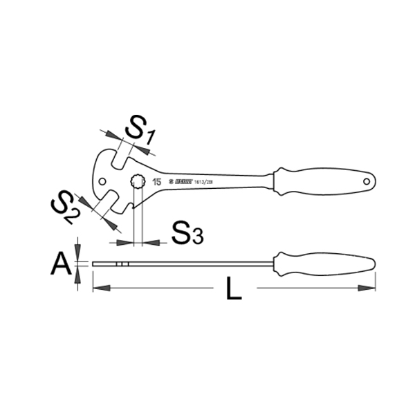 Ключ педальный, PROFI - 1613/2BI-US